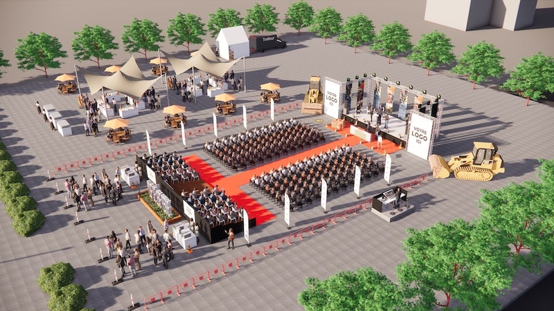 Pose de la première pierre - Modélisation 3D du projet événementiel